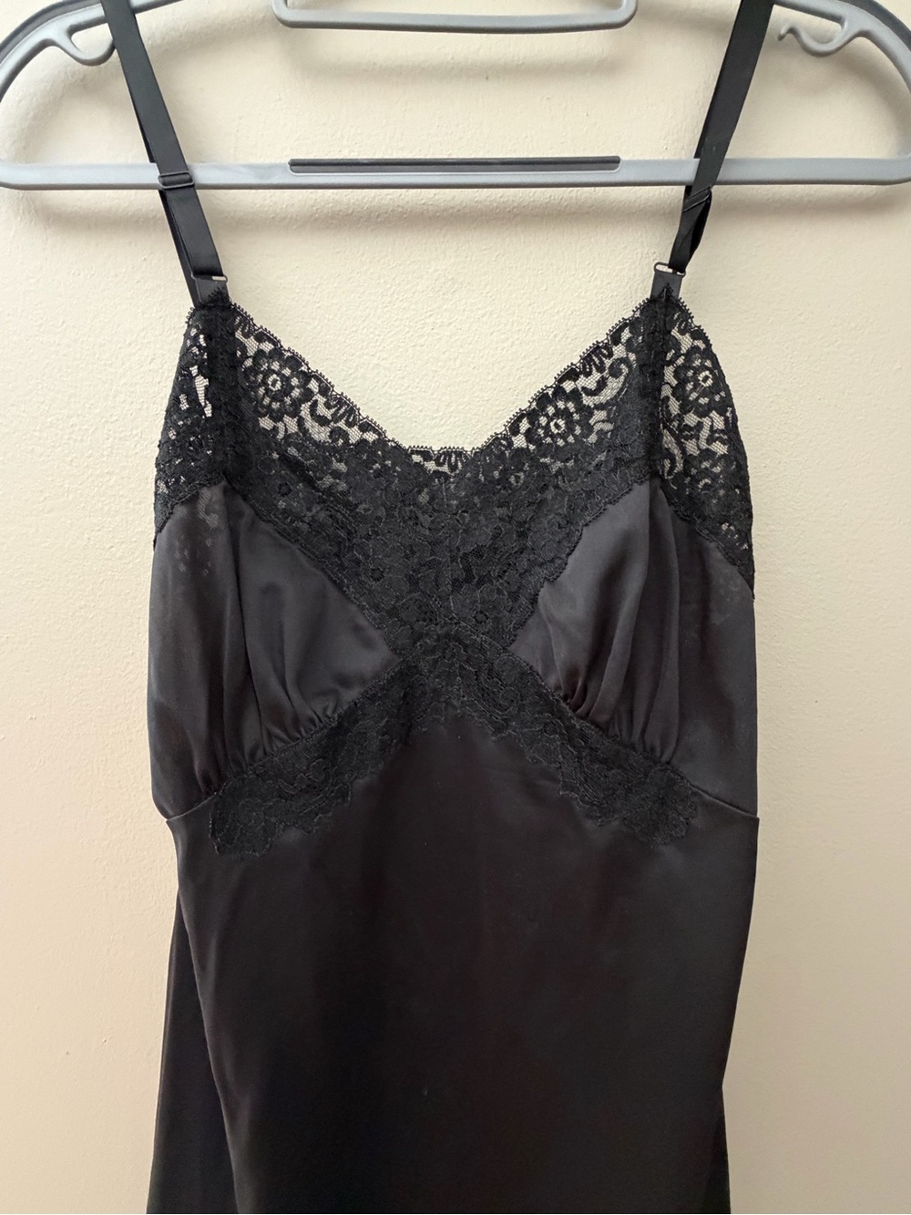 Black Satin Lace-Trim Slip Dress - Women Intimates